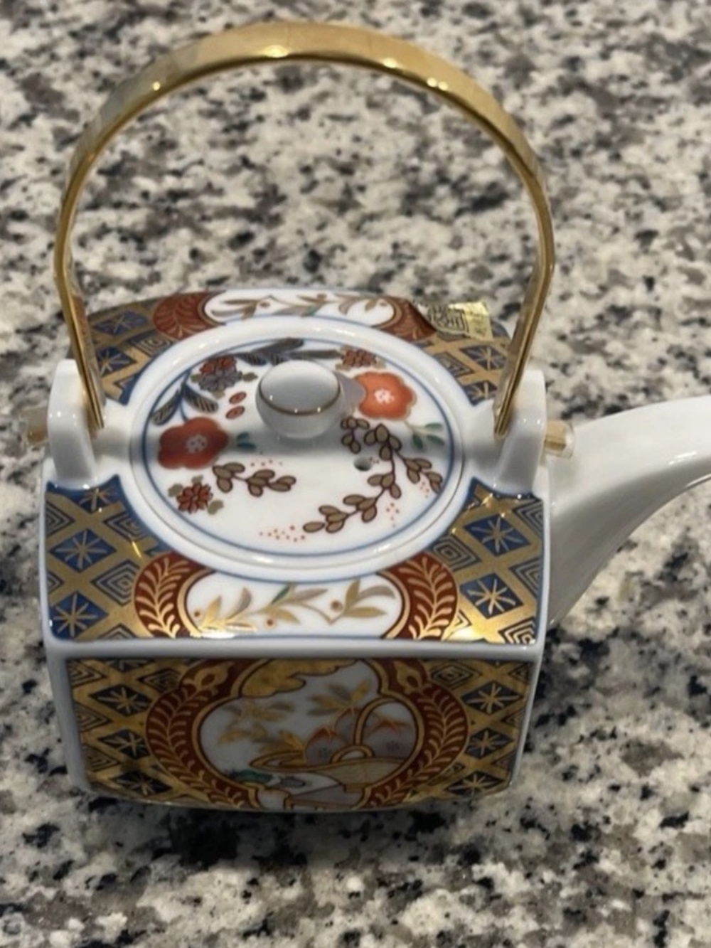 Arita Ware Japanese Porcelain Kyusu Teapot Blue Gold Hand Painted &Bonus Book